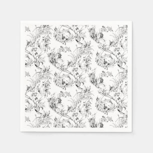 -Franse Floral Fantasy Toile-Black Servet