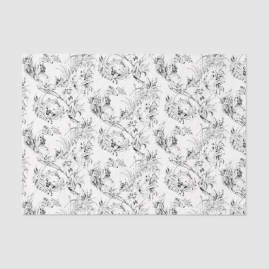 -Franse Floral Fantasy Toile-Black Tissuepapier (Voorkant)