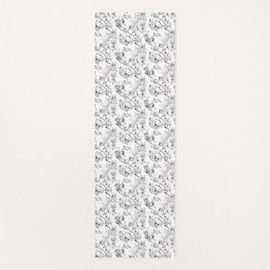 -Franse Floral Fantasy Toile-Black Yogamat (Voorkant)