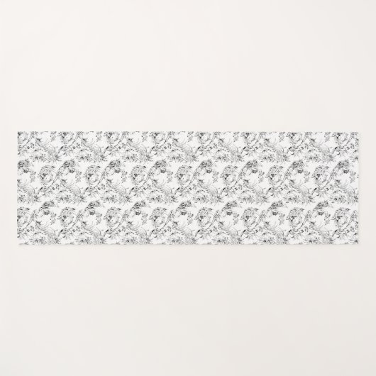 -Franse Floral Fantasy Toile-Black Yogamat (Voorkant (horizontaal))