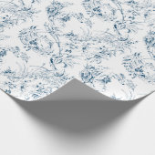 -Franse Floral Fantasy Toile-Blue Cadeaupapier (Hoek)