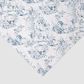 -Franse Floral Fantasy Toile-Blue Tissuepapier (Detail)