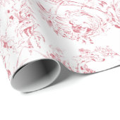 -Franse Floral Fantasy Toile-Pink Cadeaupapier (Rol Hoek)