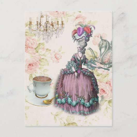 Franse florale Paris Tea Party Marie Antoinette Briefkaart (Voorkant)