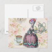 Franse florale Paris Tea Party Marie Antoinette Briefkaart (Voorkant / Achterkant)