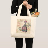 Franse florale Paris Tea Party Marie Antoinette Grote Tote Bag (Voorkant (product))