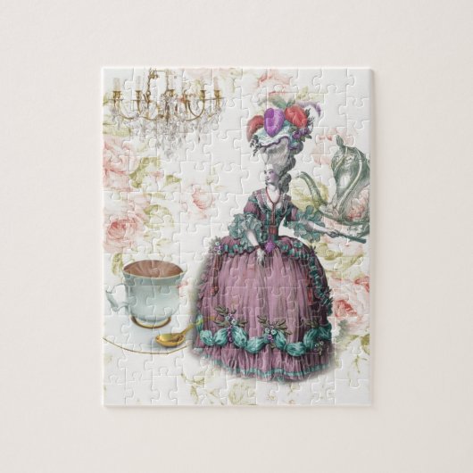 Franse florale Paris Tea Party Marie Antoinette Legpuzzel (Verticaal)