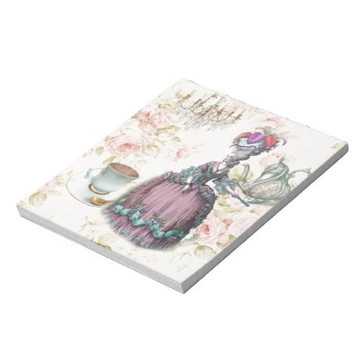 Franse florale Paris Tea Party Marie Antoinette Notitieblok (Linkerzijde)