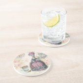 Franse florale Paris Tea Party Marie Antoinette Zandsteen Onderzetter (Zijkant)