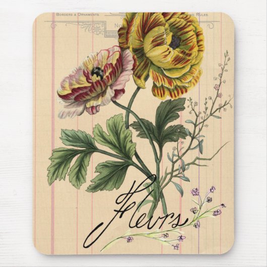  Franse "Flowers Digital Collage" Muismat (Voorkant)