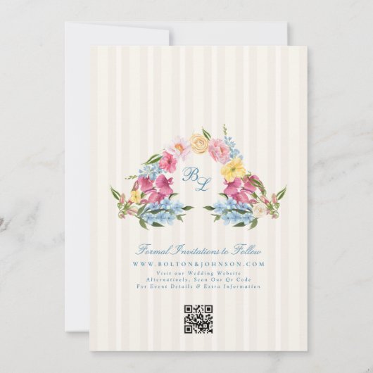 Franse Foto Lijst Monogram Huwelijk Save The Date (Achterkant)