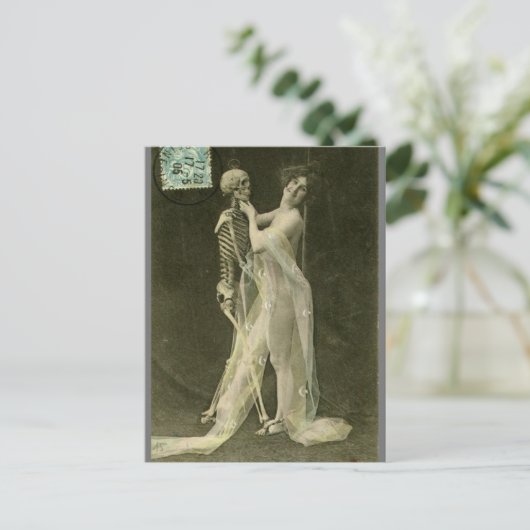 Franse  foto van risqué Danskeleton Briefkaart (Staand voorkant)