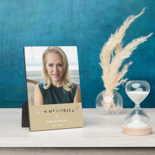 Franse fotominimalist Memorial Loved Ones Golden Fotoplaat (Zijkant)