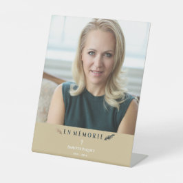 Franse fotominimalist Memorial Loved Ones Golden Reclamebord Met Voetstuk