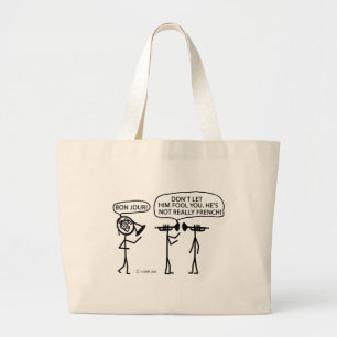 Franse Franse Hoorn Grote Tote Bag