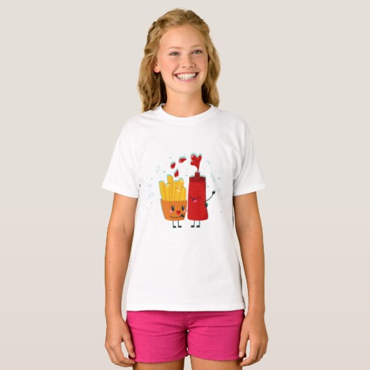 Franse Fries en Ketchup Best Friend T-shirt (Voorkant volledig)
