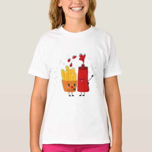 Franse Fries en Ketchup Best Friend T-shirt (Voorkant)