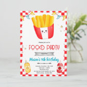 Franse friet verjaardagsfeest uitnodiging (Staand voorkant)