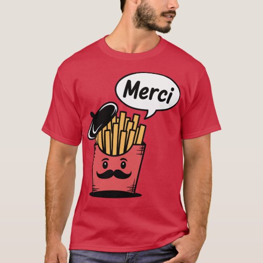 Franse Frieten Die Merci Zeggen T-shirt (Voorkant)