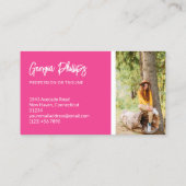 Franse Fuchsia Social Media Icons QR Code Foto Visitekaartje (Achterkant)