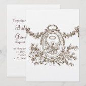 Franse Garlands Cartouche Wedding Invites Kaart (Voorkant / Achterkant)