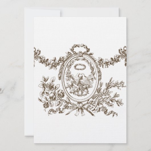 Franse Garlands Cartouche Wedding Invites Kaart (Voorkant)