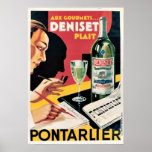 Franse gearomatiseerde likeur Ads Art Deco  Poster<br><div class="desc">REPRO. print van Aux fijnproevers Deniset plait, Anis supérieur Pontarlier door Anonymous circa 1930. Digitaal opgeknapt om de originele kleuren naar boven te halen, nog beter en zo veel mogelijk onvolkomenheden op te lossen. Dit kunststuk zou er geweldig uitzien als het in huis, kantoor, bar, café, pub of restaurant is...</div>