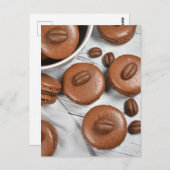 Franse gebak Espresso Coffee Bean Macarons Briefkaart (Voorkant / Achterkant)