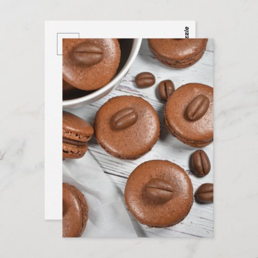 Franse gebak Espresso Coffee Bean Macarons Briefkaart (Voorkant / Achterkant)