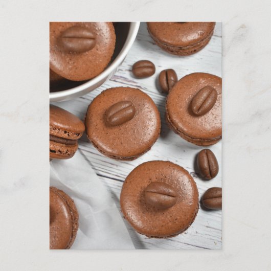 Franse gebak Espresso Coffee Bean Macarons Briefkaart (Voorkant)