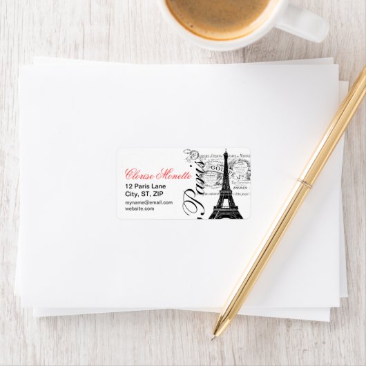 Franse geïllustreerde Eiffeltoren Etiket (Insitu)