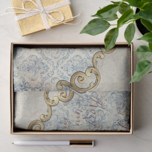 Franse geïnspireerde  blauwe ontkoppeling tissuepapier (Geschenk)