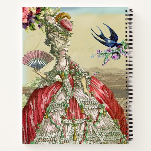 ,Franse geïnspireerde Marie Antoinette gepersonali Notitieboek (Achterkant)