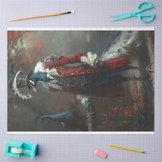  Franse geklede pauw decoupage Tissuepapier (Craft)