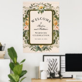 Franse Gele Bloemen Elegante Victoriaans bruiloft Poster (Thuiskantoor)