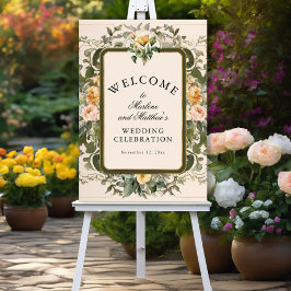 Franse Gele Bloemen Elegante Victoriaans bruiloft Poster