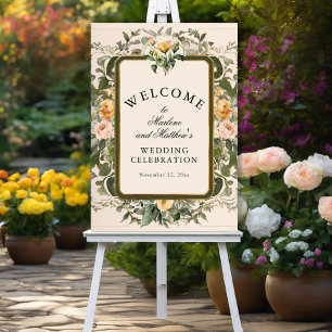 Franse Gele Bloemen Elegante Victoriaans bruiloft Poster