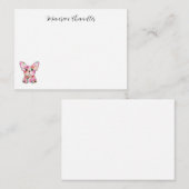 Franse, gepersonaliseerde, Franse bulldog bloemen Notitiekaartje (Voorkant / Achterkant)