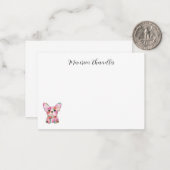 Franse, gepersonaliseerde, Franse bulldog bloemen Notitiekaartje (Voorkant / Achterkant in situ)