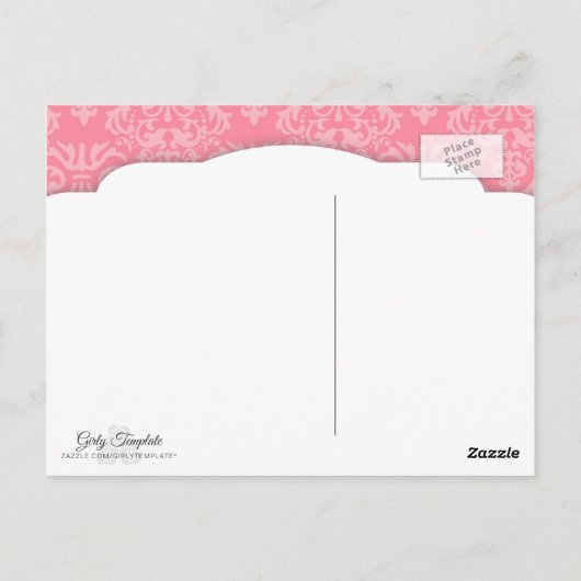 Franse gierige Eiffeltoren, puppy & Damask Elegant Briefkaart (Achterkant)