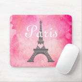 Franse Girly Pink Waterverf Paris Eiffeltoren Muismat (Met muis)