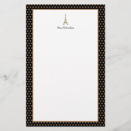 Franse Glam Black, Gold en White Eiffel Tower Briefpapier