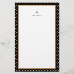 Franse Glam Black, Gold en White Eiffel Tower Briefpapier