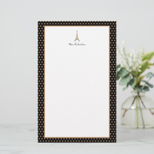 Franse Glam Black, Gold en White Eiffel Tower Briefpapier (Staand voorkant)