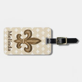 Franse Gold Fleur de Lis Crest en naam Bagagelabel (Voorkant horizontaal)