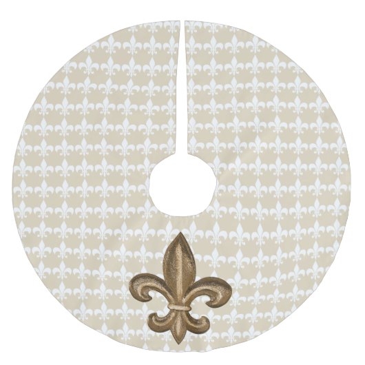 Franse Golden Fleur De Lis Crest Kerstboom Rok (Voorkant)