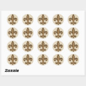 Franse Golden Fleur De Lis Crest Ronde Sticker (Vel)
