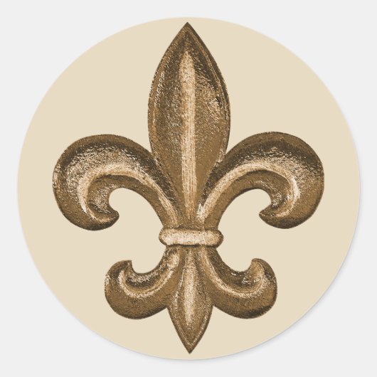 Franse Golden Fleur De Lis Crest Ronde Sticker (Voorkant)