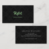 Franse gothic Damask Stylist Black en Green Visitekaartje (Voorkant / Achterkant)