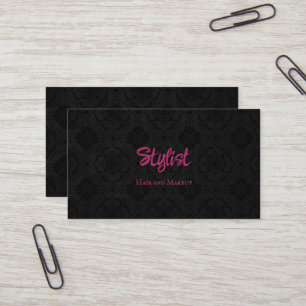 Franse gothic Damask Stylist Black en Roze Visitekaartje